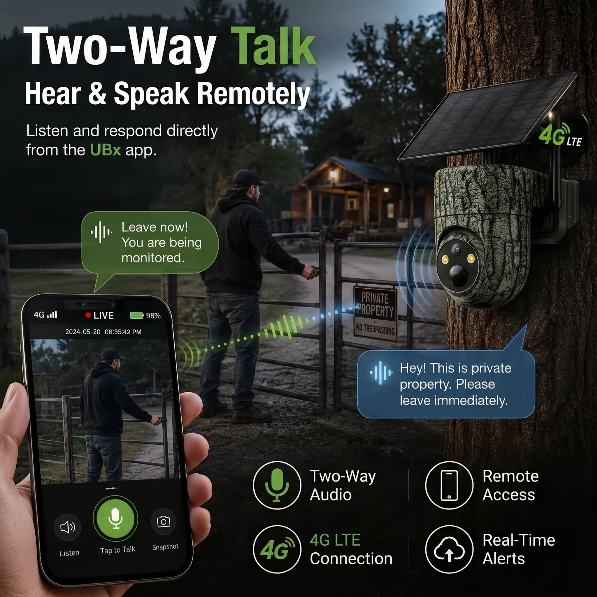Conico 4G LTE Cellular Trail Camera with Built-in SIM, No WiFi Hunting Game Camera, Solar Powered, 2K Night Vision, Motion Activated, App Alerts, Waterproof for Deer & Wildlife