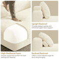 thumbnail image 3 of Yaheetech 110" 3-Seat L-Shaped Sofa Modular Sectional Sofa Corduroy Cloud Couch with 2 Armrests and Detachable Pillows for Living Room, Beige, 3 of 7