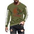 thumbnail image 2 of Tawop Mens Tshirt Crew Neck Long Sleeve Graphic Casual Army Green L, 2 of 5