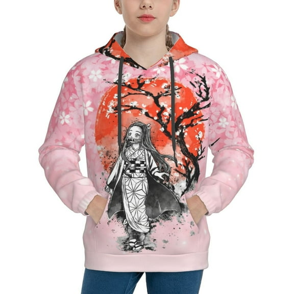Demon Slayer Kamado Nezuko Kids' Hoodie 3d Print Sweatshirt Soft Pullover Hooded With Big Pockets Fans Gifts For Boys Or Girls Small
