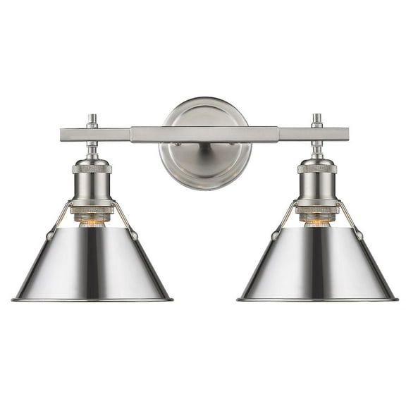 Yep by Golden Lighting Orwell 2-light Vanity in Pewter and Chrome shade