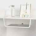 thumbnail image 4 of 1Pack Under Shelf Storage Basket, Metal Wire Hanging Under Cabinet Organizer, Slide On Shelf Rack for Kitchen Pantry Bathroom Desk Cupboard, No Drill Space Saving Organizer (White), 4 of 9