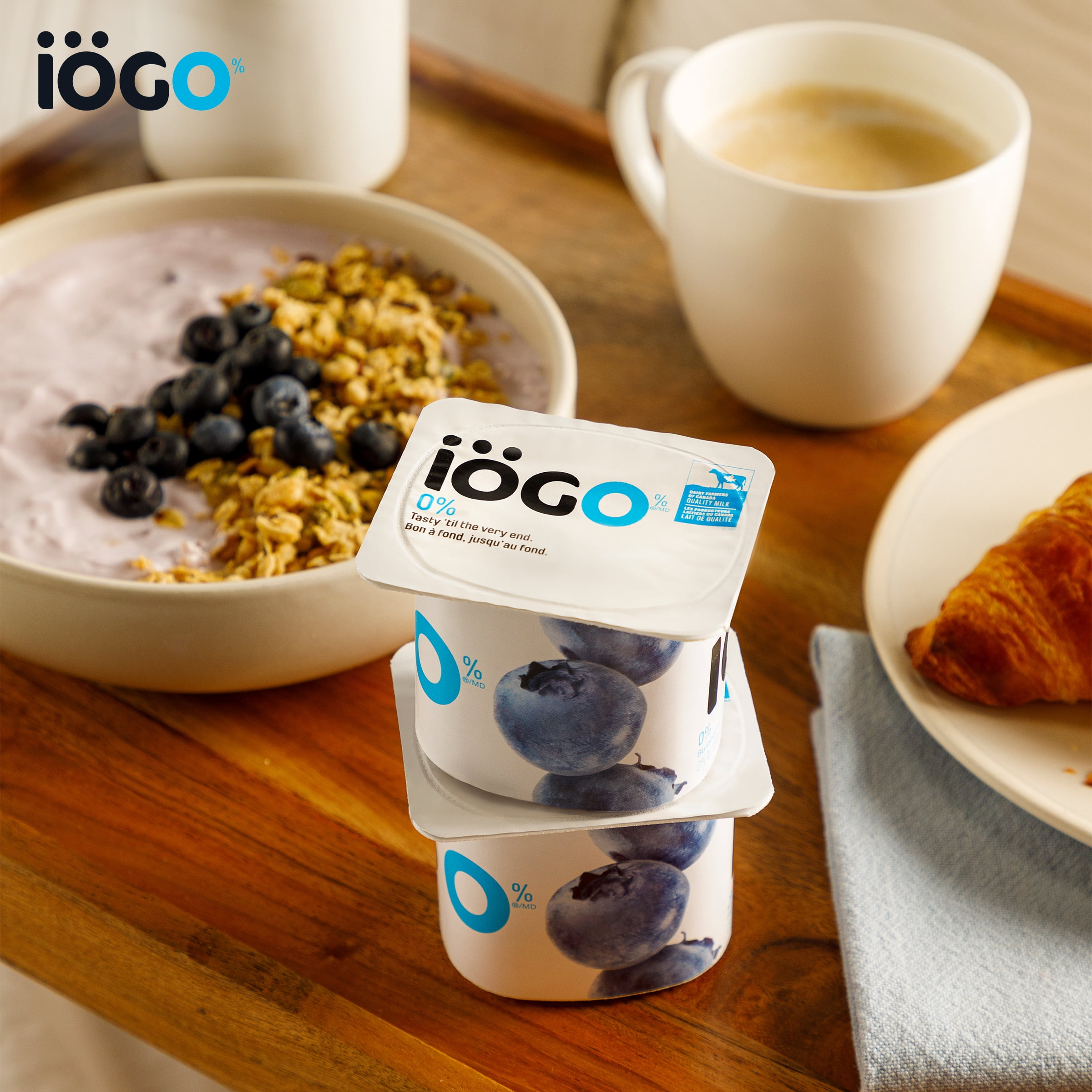 iÖGO Pots de yogourt sans matière grasse fraise/bleuet/pêche/vanille 0 %