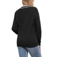 thumbnail image 3 of INSPIRE CHIC V Neck Sweater for Women's Long Sleeve Striped Pullover Soft Fall Casual Sweaters M Black, 3 of 6