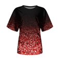 thumbnail image 4 of Plus Size Summer Clothes for Women Fashion Casual Ggradient Sequin Print Round Neck Loose T Shirt Top Ladies Workout Tees Womens Casual V Neck Shirts Long Sleeve Lingerie Top Cool Red L, 4 of 5