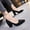 Black, variant on EQWLJWE Women’s High Chunky Closed Toe Block Heels Pointed Toe Wedding Party Elegant Slip On Pumps Shoes