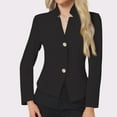 thumbnail image 6 of WTOBBY Women's Casual Solid Color Slim Fit Blazer Jacket Notched Collar Two Button Front Long Sleeve Suit Jacket Professional Office Wear,Black S, 6 of 6