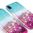 thumbnail image 4 of Compatible for Motorola Moto E6 Case, with [Tempered Glass Screen Protector] SOGA Diamond Liquid Quicksand Cover Cute Girl Women Phone Case - Pink/Aqua, 4 of 5