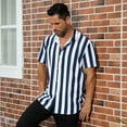 thumbnail image 4 of IDOPIP Mens Summer Striped Shirts Button Down Short Sleeve Vintage Beach Hawaiian Shirts, 4 of 9