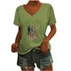 thumbnail image 1 of Camisetas Casuales de las Mujeres Gradiente Día de la Independencia Impreso Cuello Redondo, Blusa de Manga Corta para Diario, Fiesta Y Primavera Verano, 1 of 3