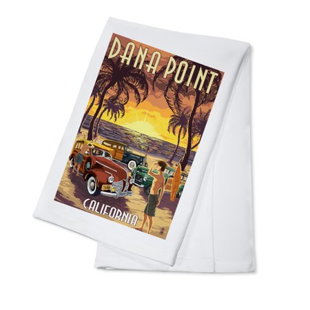 Dana Point, California, Woodies on the Beach (100% Cotton Tea Towel, Decorative Hand Towel, Kitchen and Home)