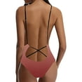 thumbnail image 3 of Itsame Womens One-Piece Swimsuit, Plus Size Sexy V Neck Bikini Bathing Suit Pink S-5XL, 3 of 3