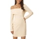 thumbnail image 1 of Vestido de suéter elegante de manga larga para mujer Inspire Chic, off shoulder, mini vestido bodycon, color beige, primavera y otoño, 1 of 5