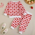 thumbnail image 6 of Zanarzt Kids Toddler Girls Clothing Set Cute Toddler Heart Print Long Sleeve Top Pants Two Piece Set Outfit Red,3-4 Years, 6 of 9