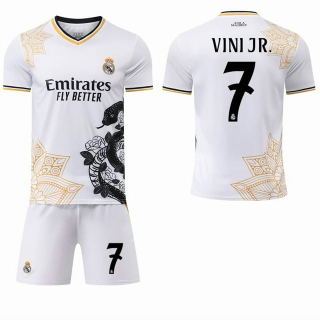 25267 Vinicius 5 Bellingham 9 Mbappe Real Madrid Serpent Blanc Édition Commémorative Spéciale Maillot de Football Ensemble 25 Real Madrid Serpent Blanc 7 Winnie the Socks SetM