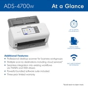 Brother ADS4700W Professional Desktop Document Scanner for Business Workgroups