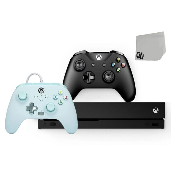 Pre-Owned Microsoft Xbox One X 1TB Gaming Console Black with Cotton Candy Blue Controller Included BOLT AXTION ( )