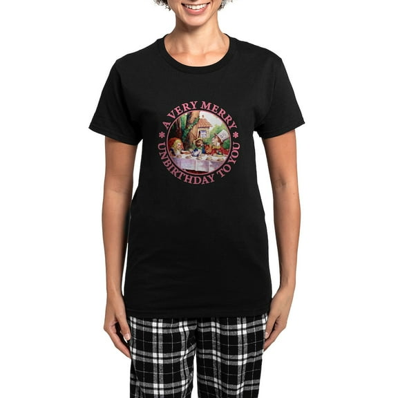 CafePress - A Very Merry Unbirthday To You Women's Dark Pajama - Women's Short Sleeve Print T-Shirt and Pants Dark Cotton Pajama Set