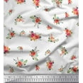 thumbnail image 1 of Soimoi White Cotton Jersey Fabric Leaves & Peony Floral Fabric Prints By Yard 58 Inch Wide, 1 of 3
