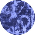 thumbnail image 1 of Ahgly Company Machine Washable Indoor Round Abstract Blue Modern Area Rugs, 3' Round, 1 of 4