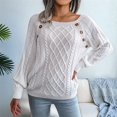 thumbnail image 5 of Women'S Casual Leopard Print Knitted Pullover Sweaters Long Sleeve Crew Neck Jumper Tops White S, 5 of 7