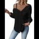 thumbnail image 3 of Blusa Asimétrica con Hombros Descubiertos y Larga Abotonada para Mujer, Color Negro, Talla S, 3 of 6