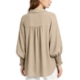thumbnail image 3 of Enjoytime Button Down Shirts for Women Collared Pleated Cuffs Long Sleeve Tops Dressy Business Casual Work Blouses, 3 of 7