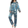 thumbnail image 7 of JGTDBPO Two Piece Pajama Set For Women Long Sleeve Sleepwear Soft Button Down Loungewear Pjs Set Nightwear With Long Pants Silk Satin Long Pajama For Women, 7 of 7