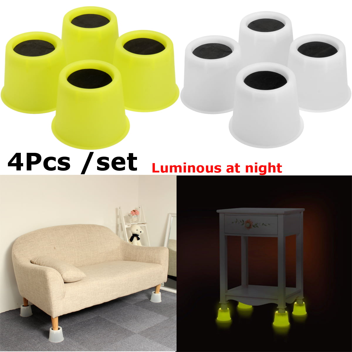 4pcs Pp Bed Riser Chair Booster Furniture Lifter Protectors