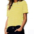 thumbnail image 4 of Kovlvoll Womens Tops Summer Casual Striped Short Sleeve Shirts Crewneck T-Shirt Loose Basic Tee Top, 4 of 6