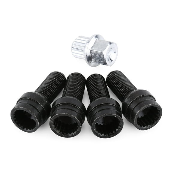 4+1 M14*1.5MM Black Steel Wheel Bolt & Lock Lug Nut Set With Key