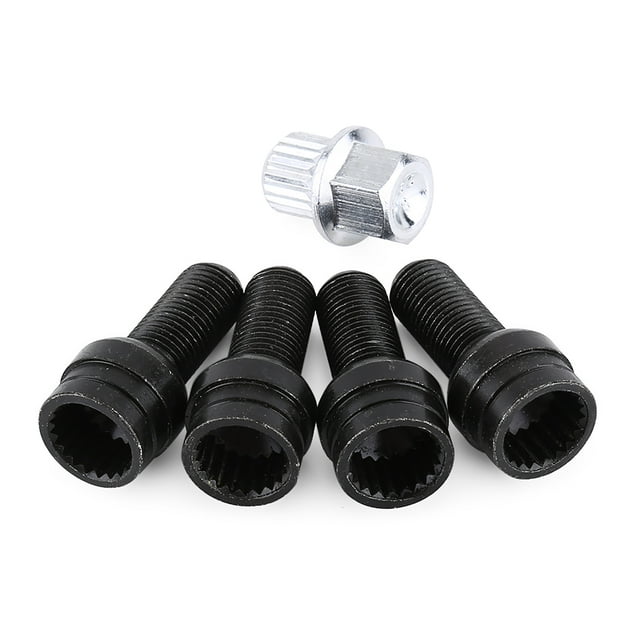 4+1 M14*1.5MM Black Steel Wheel Bolt & Lock Lug Nut Set With Key