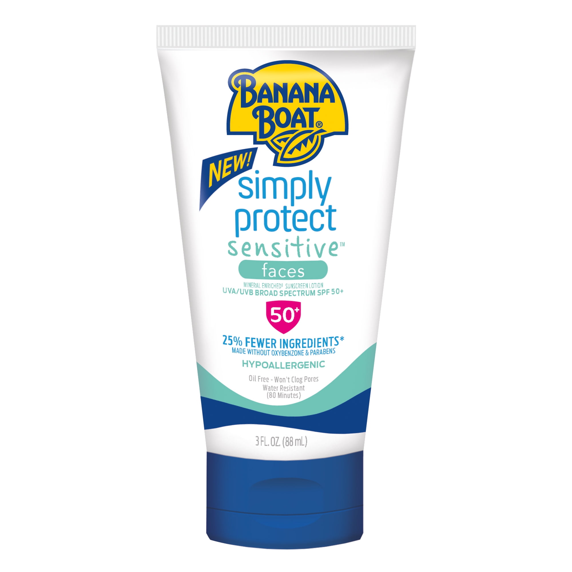 Banana Boat Simply Protect Sensitive Faces Sunscreen SPF 50+, 3 Oz
