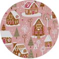 thumbnail image 2 of Fitted Round Table Cloth, Cute Christmas Tree Gingerbread Pink Water-Resistant Circle Table Cover with Elastic Edge for Holiday Party Picnic, Fits Round Tables up to 45" - 50" Diameter, 2 of 4