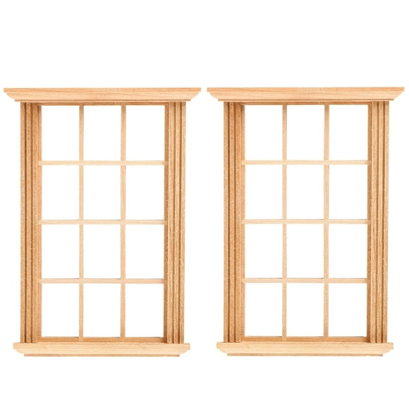 icolorfuled Miniature Window Frame for Decor Khaki Composite Material 2 Pieces Mini Furniture Toy Gifts