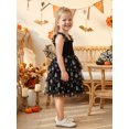 thumbnail image 6 of BemeyourBBs Toddler Baby Girl Halloween Dress Outfit Kids Girl Fall Smocked Dress Flying Sleeve Ghost Bat Maple Leaves Printed Tutu Tulle Dress Little Girls Summer Fall Cake Smash Party Dress, 6 of 9