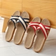 thumbnail image 5 of NOKIO Men And Women Home Slippers Indoor Slippers Fashion Beach Soft Bottom Cross Strap Slippers Summer House Slippers for Women Linen Open Toe House Shoes Flax Indoor Slip On Rubber Sole, 5 of 7