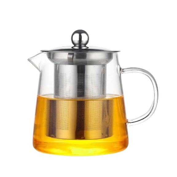 XKHBDL Borosilicate Clear Tea Kettle, 18.5 OZ Glass Teapot Stovetop, Removable 18/8 Stainless Steel Infuser, Teapot Blooming and Loose Leaf Tea Maker Tea Brewer for Camping, Travel