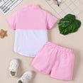 thumbnail image 4 of GXWEA Baby Boy Outfits Boys Clothes Toddler Boy Summer Outfits Short Sleeve Shirt Tops Shorts Sets Baby 5-6 Years Pink, 4 of 8