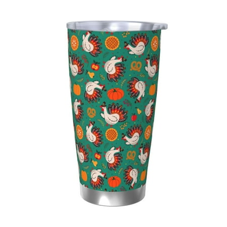 

Salouo Turkey And Thanksgiving1 Print 20oz Tumbler with Lid Stainless Steel Vacuum Insulated Tumbler Durable Insulated Coffee Mug Thermal Cup with Splash Proof Sliding Lid-Without Straw