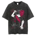 thumbnail image 3 of Camisetas Vintage de algodón lavado con ácido para hombres y mujeres, Tops de manga corta, camisetas gráficas de Anime, camisetas holgadas informales de gran tamaño de verano, 3 of 4