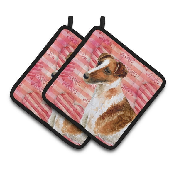 Caroline's Treasures Smooth Fox Terrier Love Pair of Pot Holders