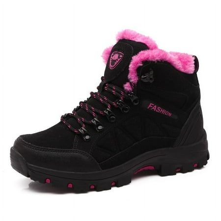

ZIZOCWA Platform Shoes For Women Dressy Rain And Snow Boot Couple Models Women S Middle Aged And Elderly High Top Plus Velvet Thickened Non Slip Comfortable Cotton Shoes Warm Mountaineering Sports Sn