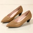 thumbnail image 5 of Women’s Pointed Toe Low Kitten Heel Pumps, Soft Faux Leather Slip‑On Dress Shoes, Comfortable Non‑Slip Office Casual Formal Footwear, 5 of 9