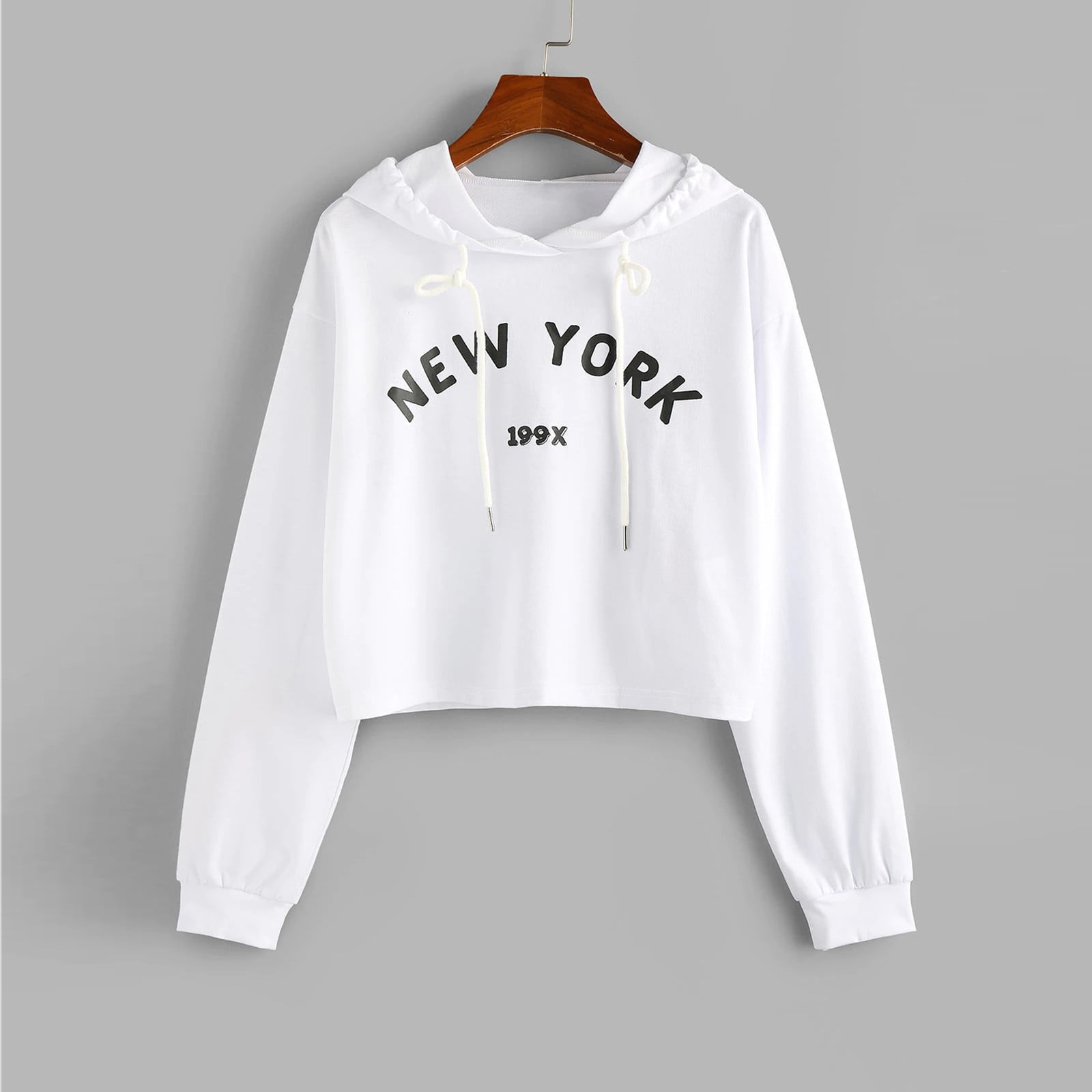 Fxbar Fashion Womens Casual Long Sleeve Letter Sweatshirt O-Neck Pullover Blouse Tops