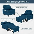 thumbnail image 4 of DURASPACE Sleeper Chair Bed 3-in-1 Convertible Pull Out Couch with USB Ports and Adjustable Backrest, Single Sofa Bed Chair for Living Room Apartment Office (Blue), 4 of 14