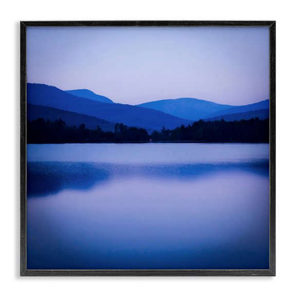 Stupell Industries Transitional Serene Blue Mountain Lakeside Scenery Photagraphy Black Framed Giclee Art, 12 x 12, by Kelly Sinclair