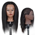 thumbnail image 3 of Cabeza de maniquí afro de cabello humano para peluquería y cosmetología. 16 pulgadas negro claro, 3 of 9