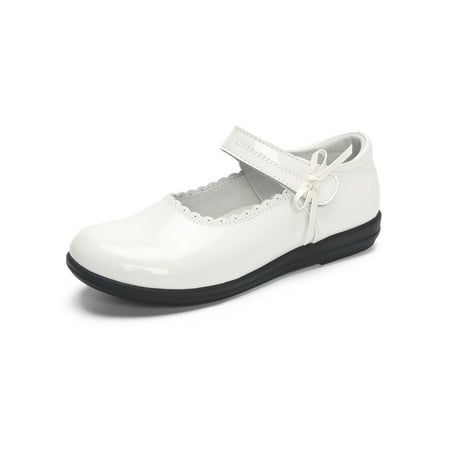 

Welliumy Flower Girl Flats Dress School Shoes Bowknot Mary Jane Wedding Princess Shoe Party Fashion Comfort White 1.5Y