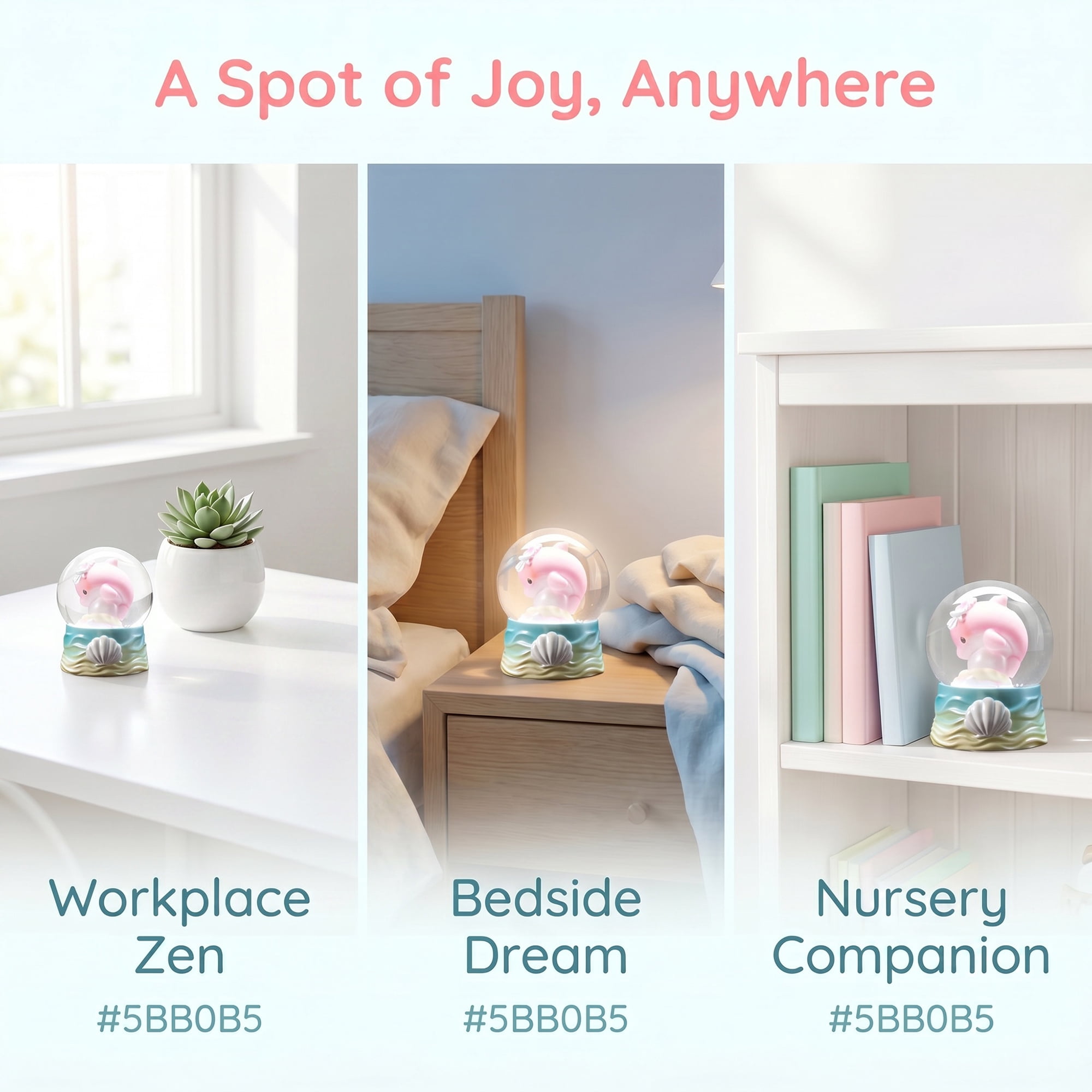 Unique Bargains Cartoon Light Up Crystal Ball Mini Resin Figurine Snow Globe Blue Green